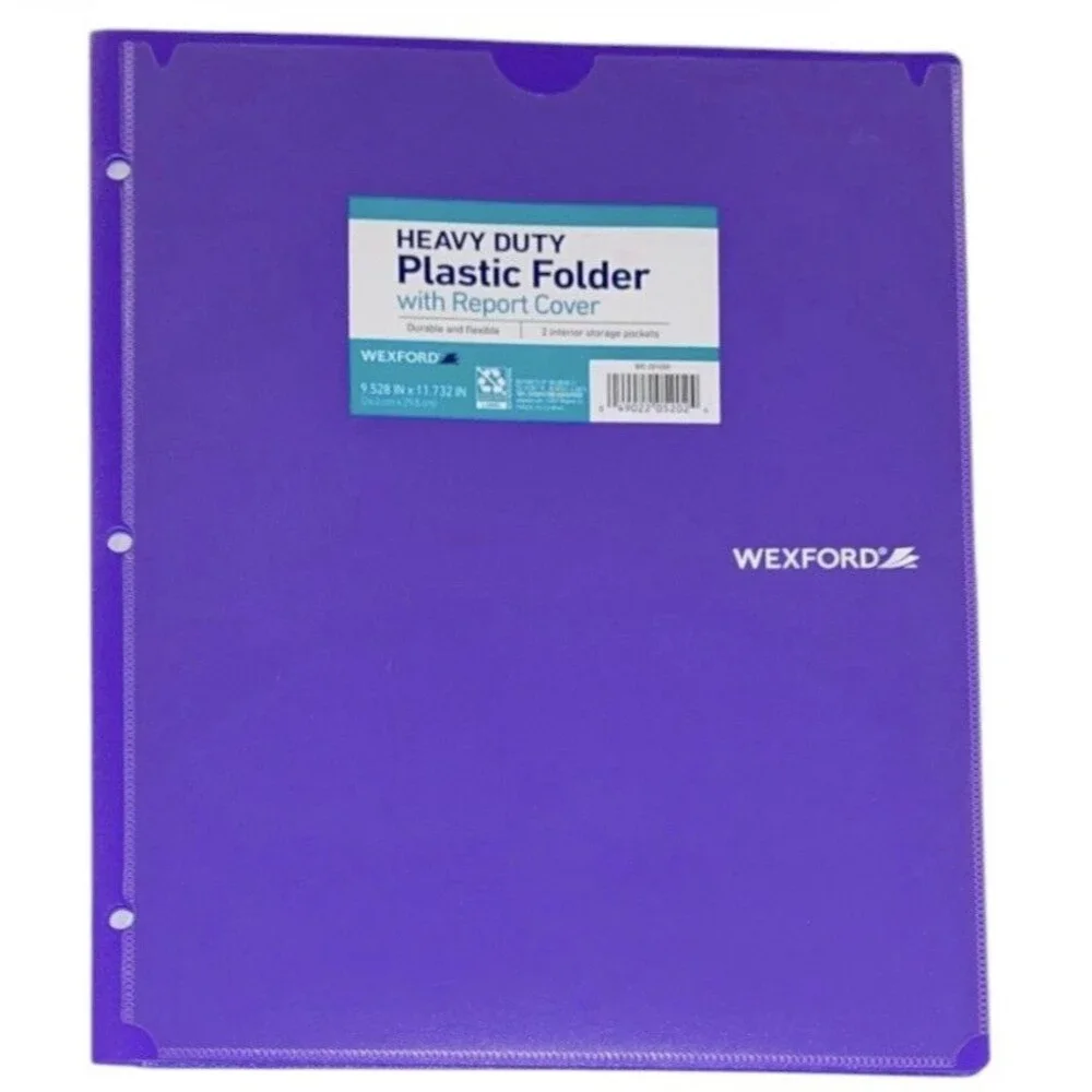 5x Wexford Heavy Duty 2 Pocket Plastic Folders w/ Report Cover 9.5x11